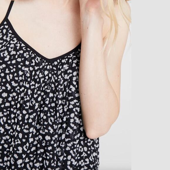 Abercrombie & Fitch S Pleated Racerback Mini Dress | Black White Print EUC - Picture 4 of 7